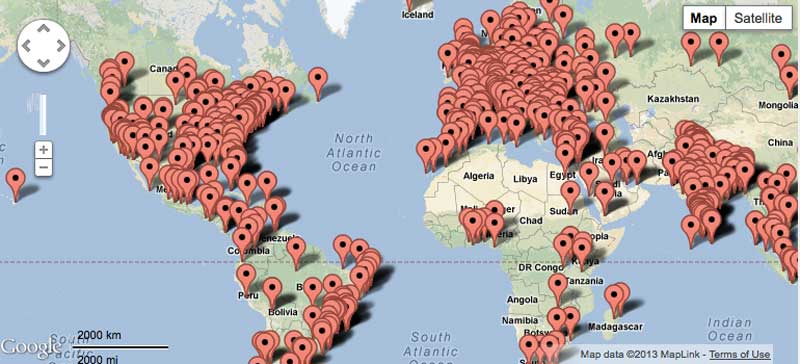 worldwide WordPress parties map