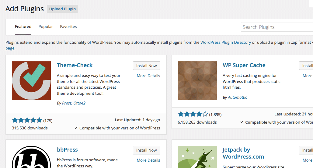 WordPress Plugin Browser Screenshot
