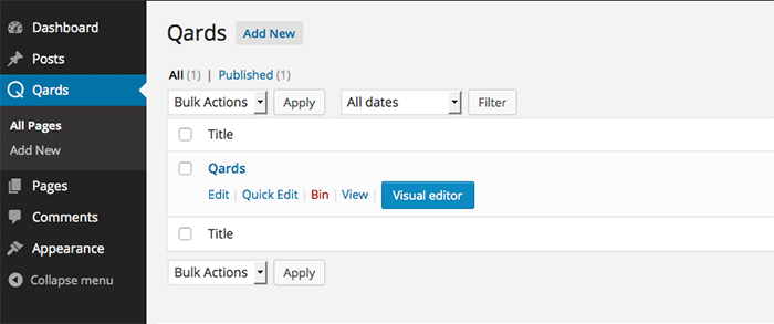 Manage All Qards Pages