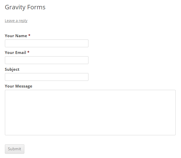 Gravity Forms Email Template