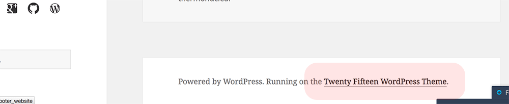 Checking a site's footer for the WordPress theme name - Screenshot