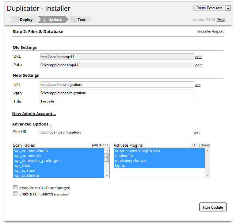 Duplicator installation step 2