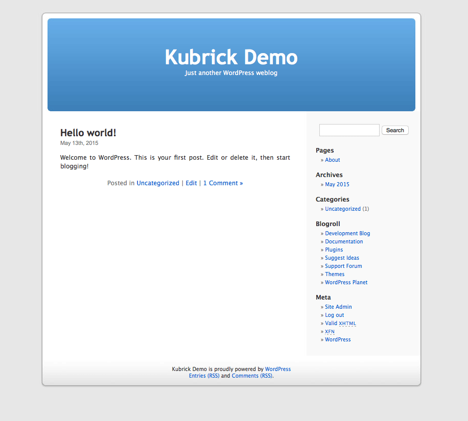 WordPress Kubrick Theme - Screenshot