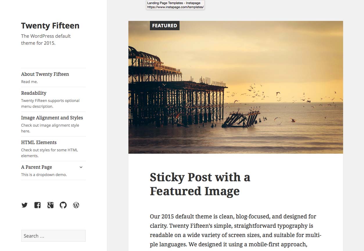 WordPress Twenty Fifteen Theme - Screenshot