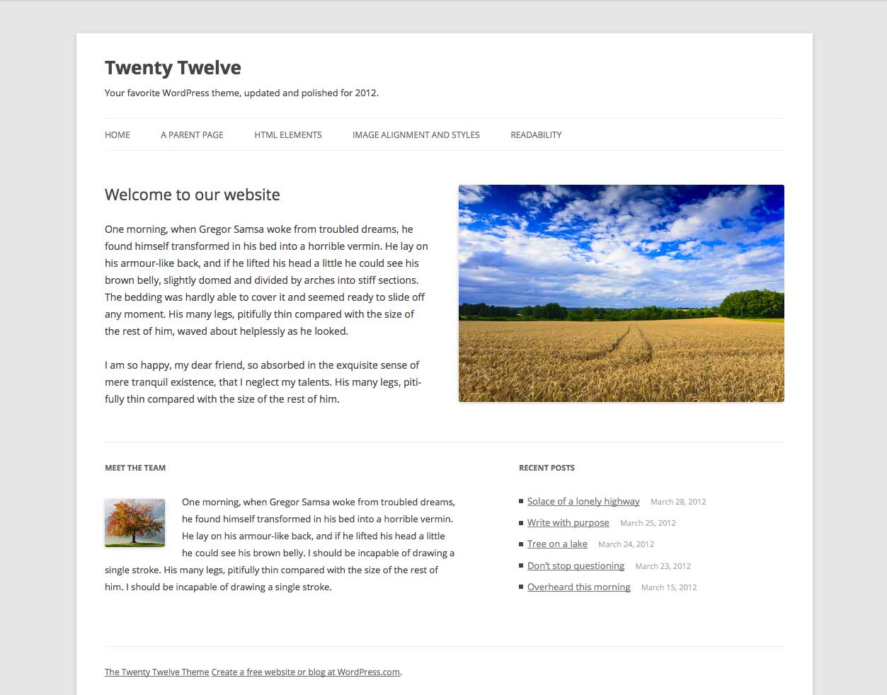 WordPress Twenty Twelve Theme - Screenshot