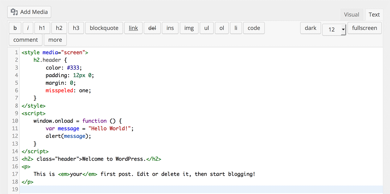 free text editor html highlighting