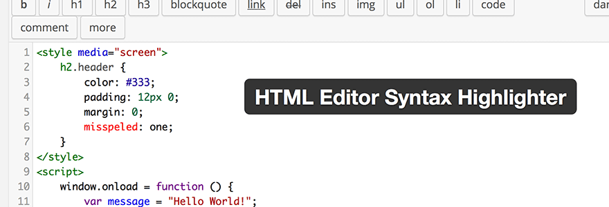 HTML Syntax Highlighting Within The WordPress Text Editor