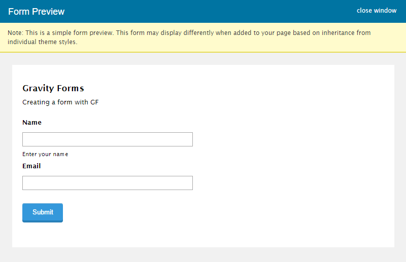 The Gravity Forms Preview Mode