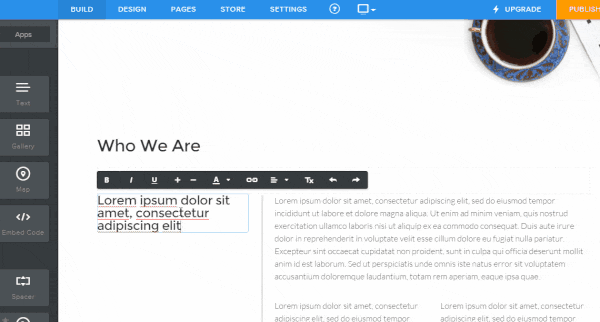 Weebly editing example