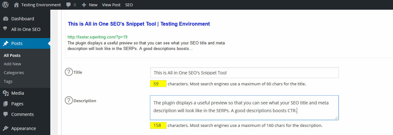 All in One SEO Snippet Generator