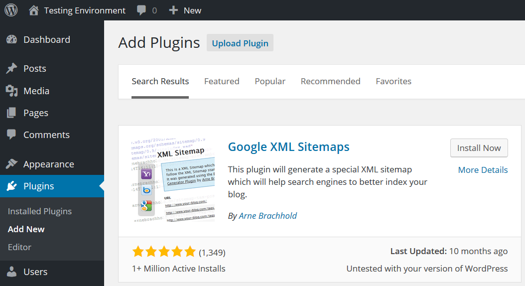 Install Google XML Sitemaps