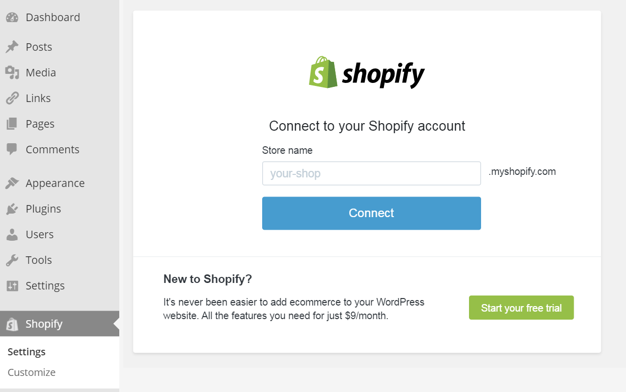 add your Shopify store