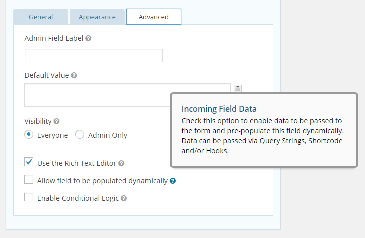 Gravity Forms Review Advanced Field Settings