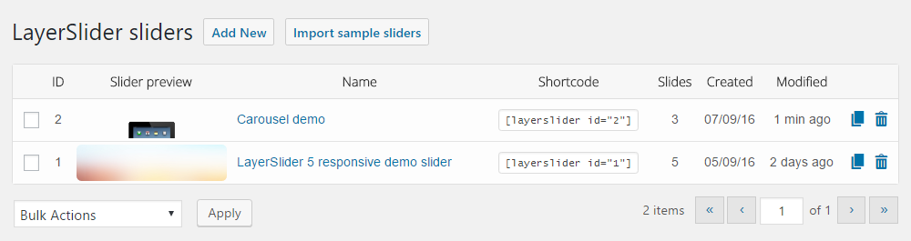 LayerSlider Manage