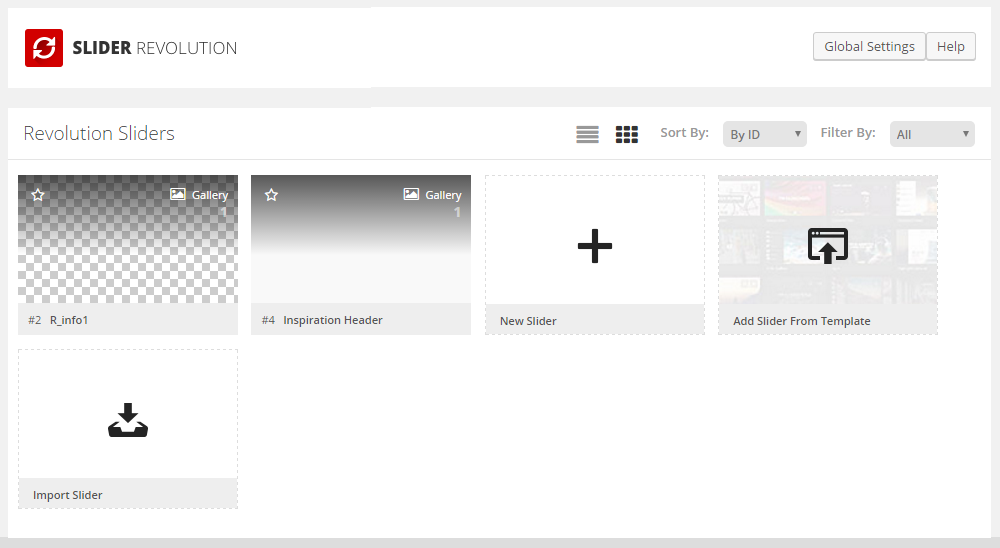 Manage the Slider Revolution Slideshows