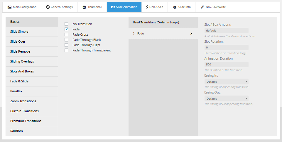 Slider Revolution Slide Settings