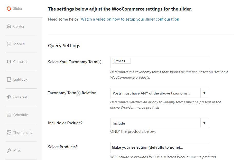 Soliloquy WooCommerce Settings