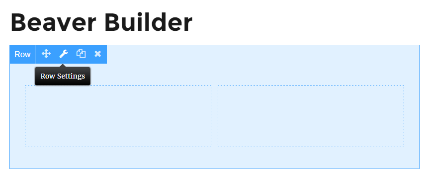 Sample of the Beaver Builder user interface icons with hover-activated tooltip