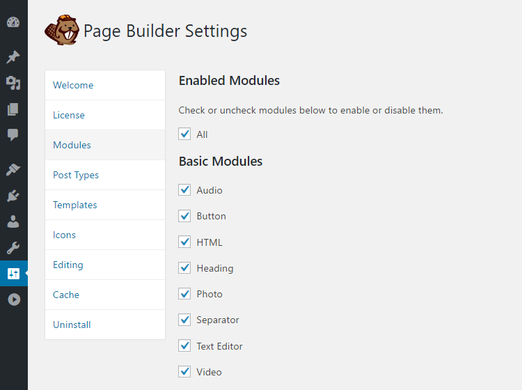 Settings for the Beaver Builder modules
