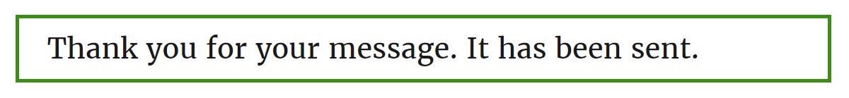 Form submission confirmation message