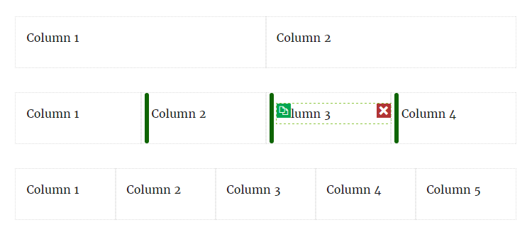 Example of the row and column layouts used by page builders