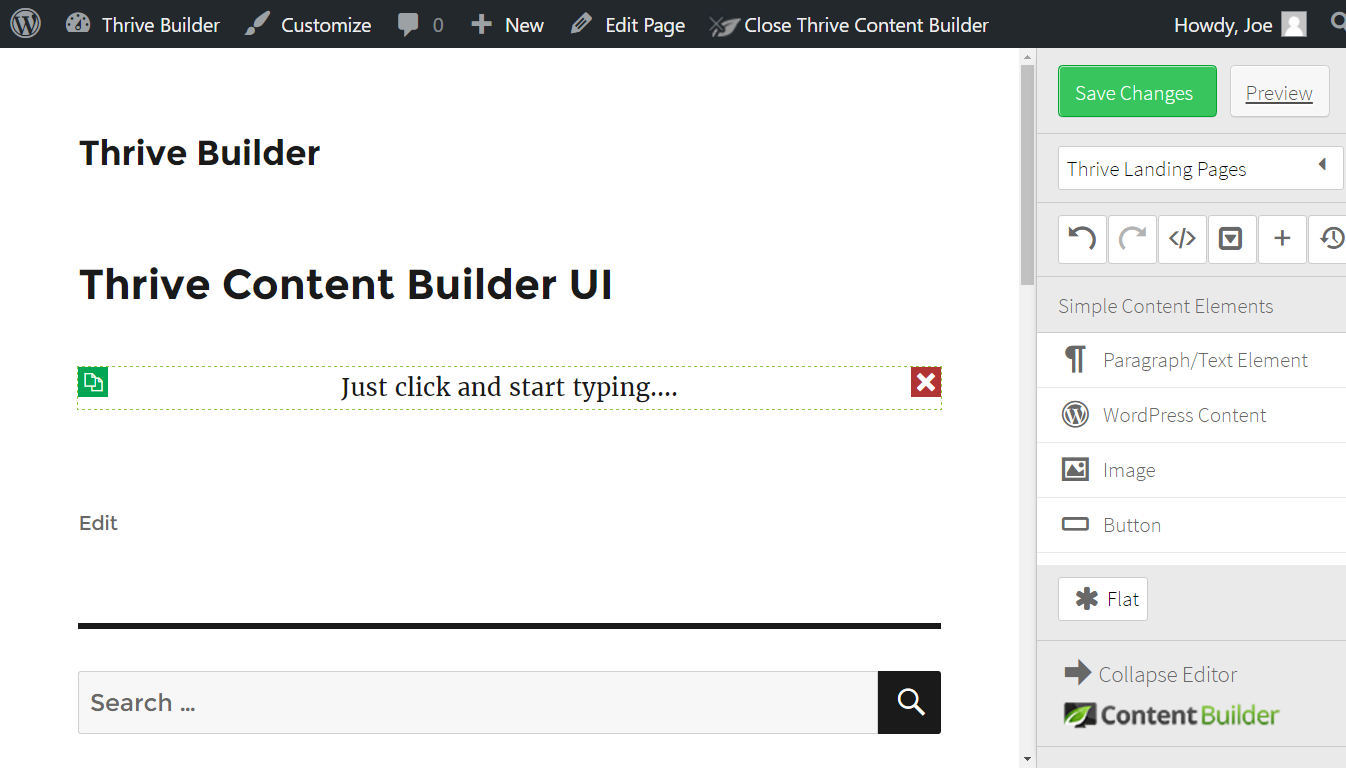 Screenshot of the Thrive Content Builder user interface