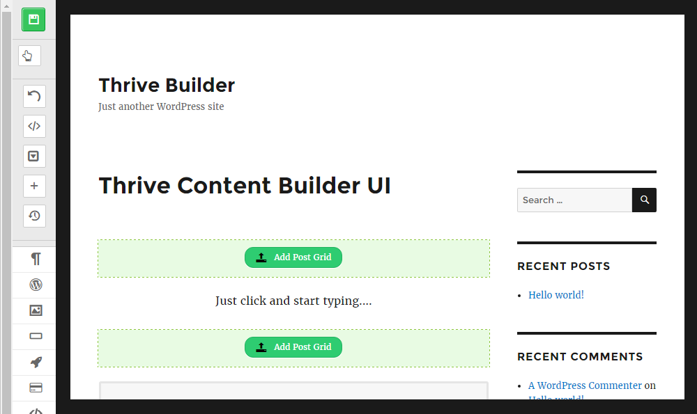 Results of switching the sidebar location of Thrive Content Builder