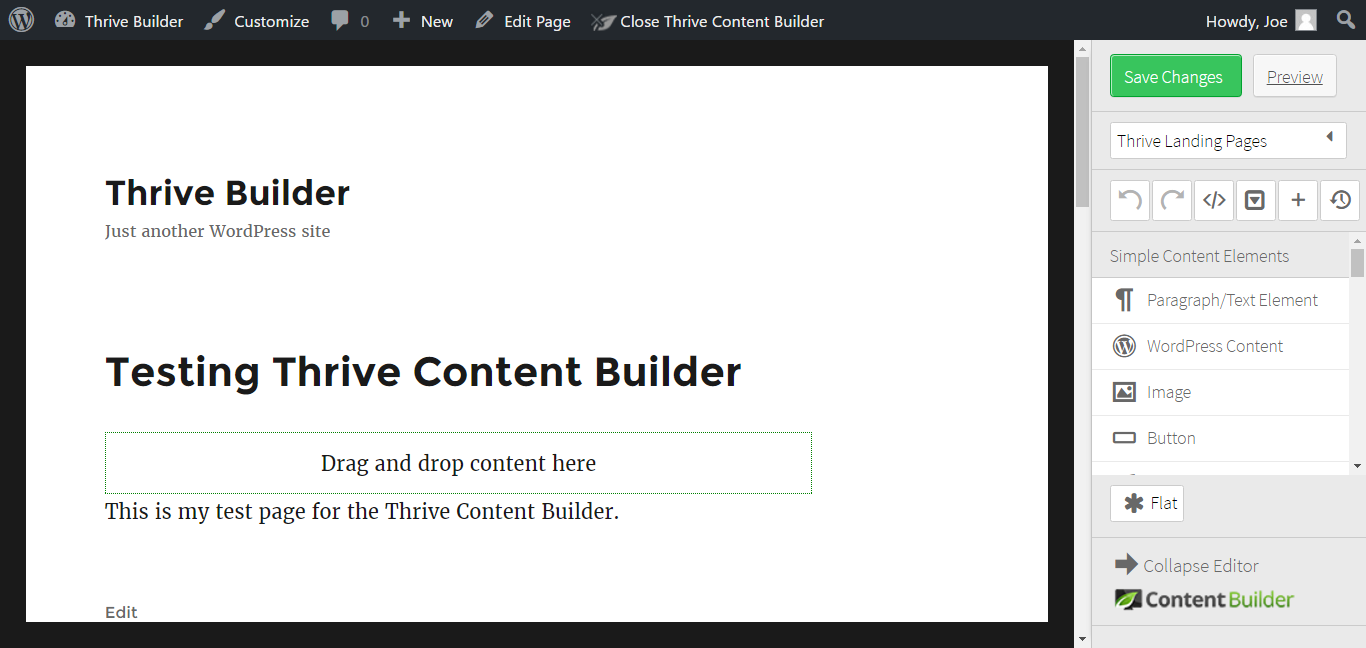 Screenshot of the Thrive Content Builder user interface