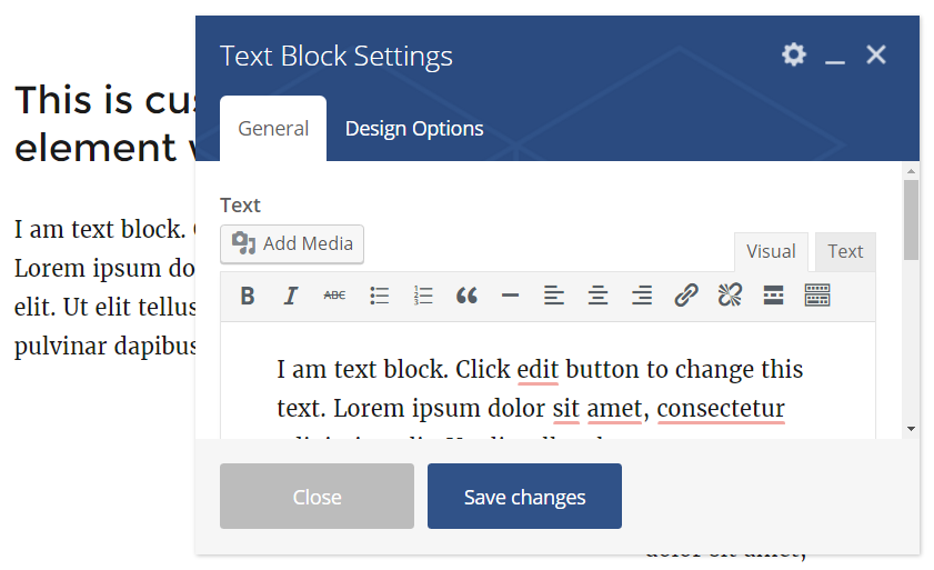 labeling visual composer text blocks