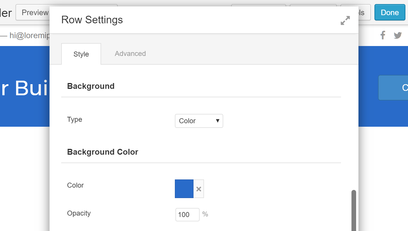 Setting the header colors