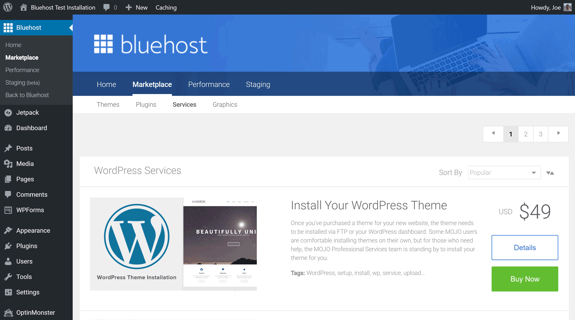 Bluehost Mojo Marketplace Integration