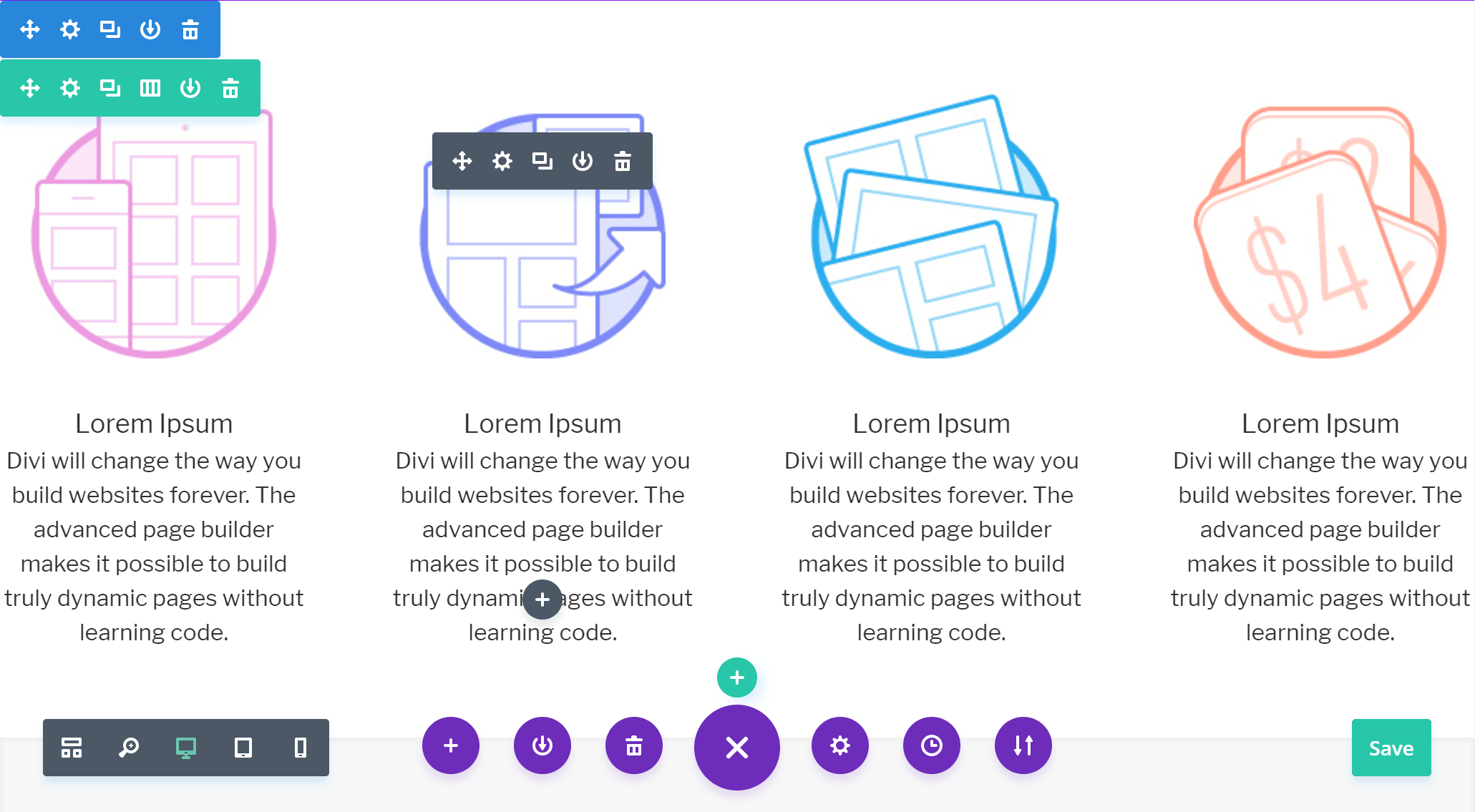 Divi Builder User Interface Icons