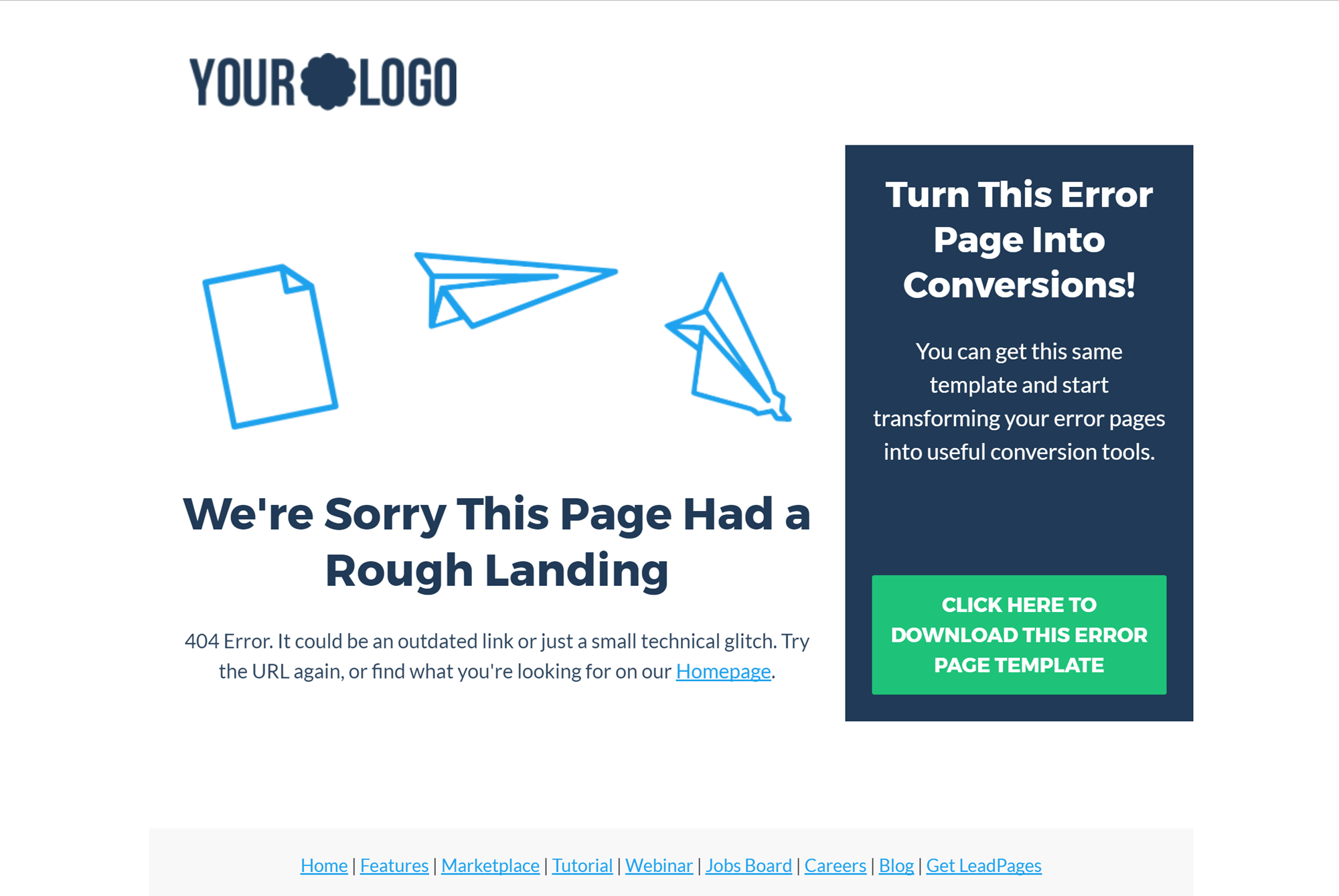Example of a Leadpages 404 template