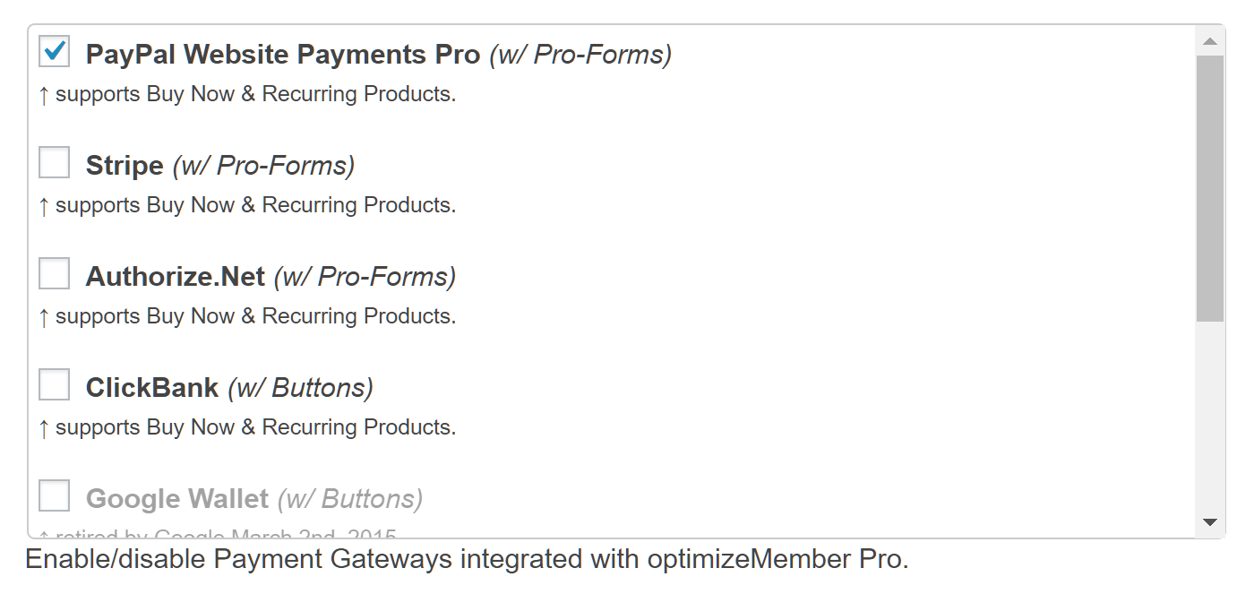 OptimizePress Payment Gateway Options