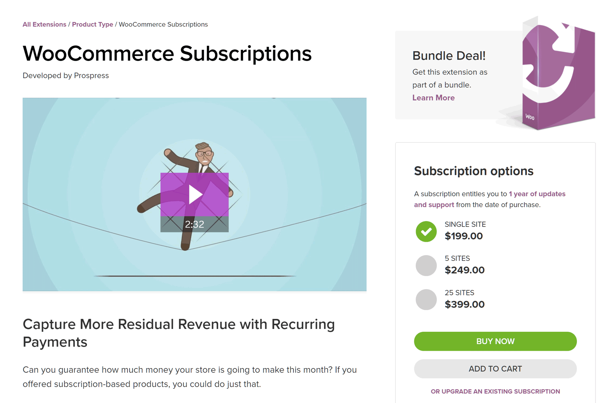 Subscriptions add-on for WooCommerce 