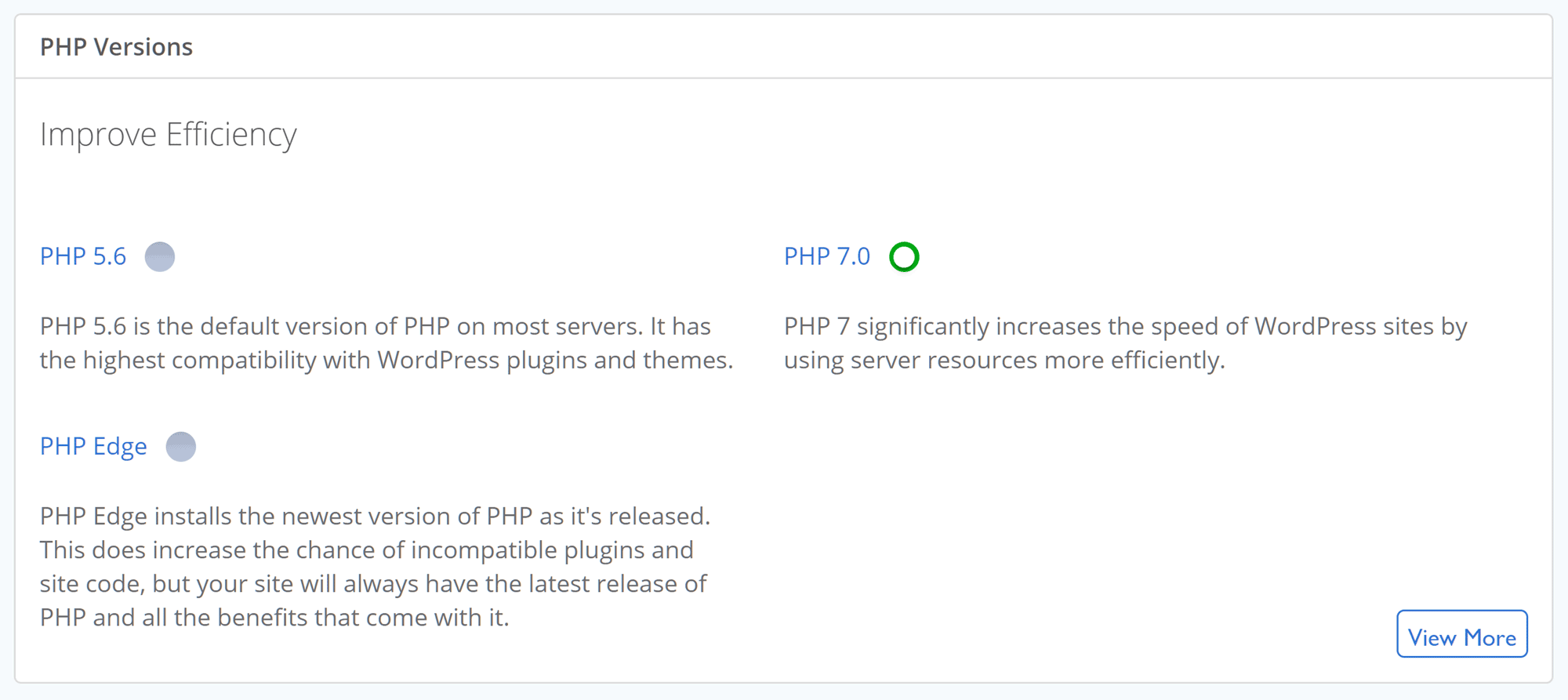 Bluehost PHP Version Management