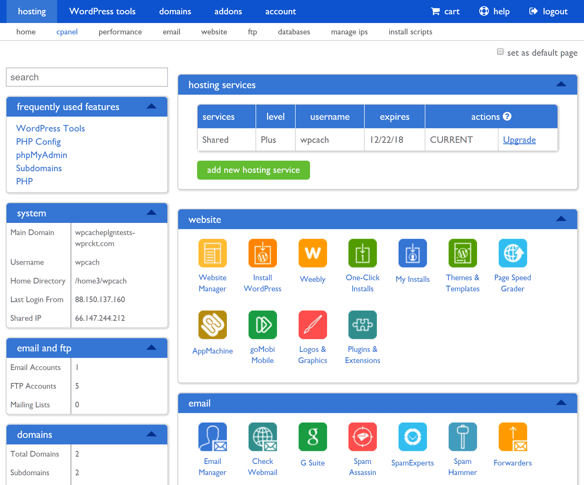 Bluehost cPanel with Custom Skin