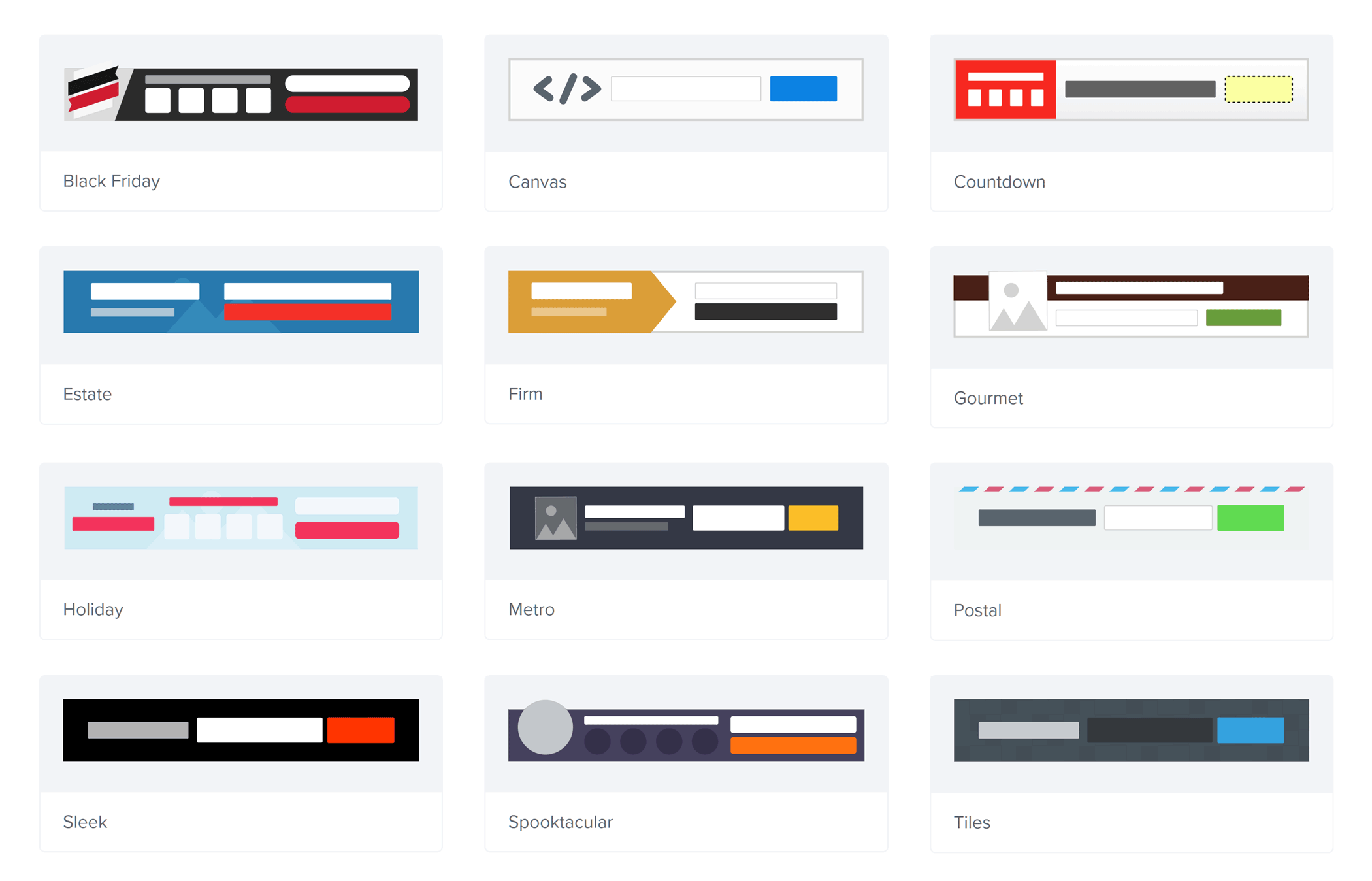 Templates for the Floating Bar form type