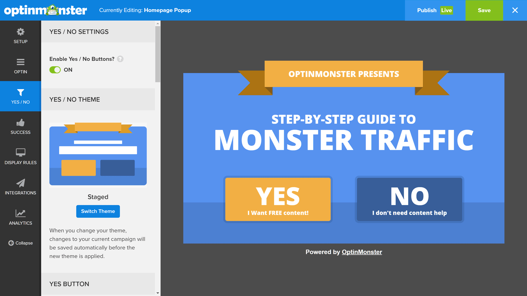 OptinMonster New Yes No Form