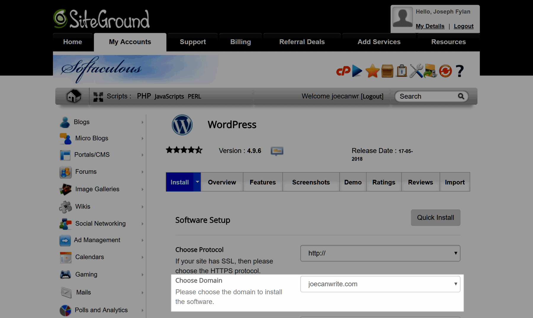 SiteGround WordPress Quick Installer