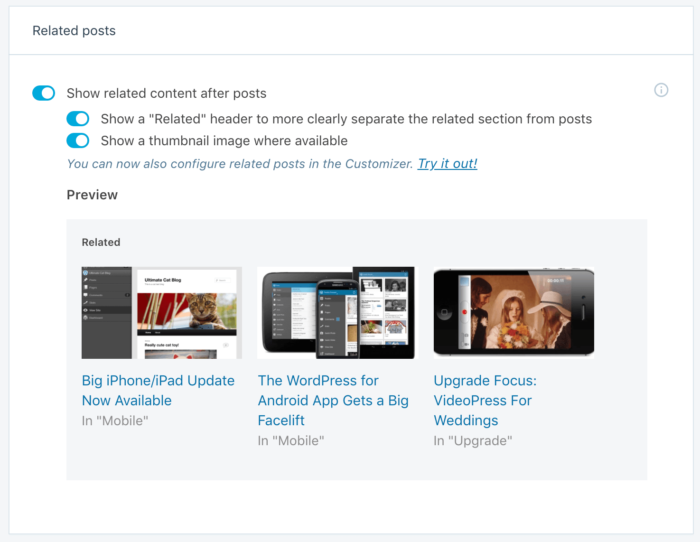 Related Posts module in Jetpack