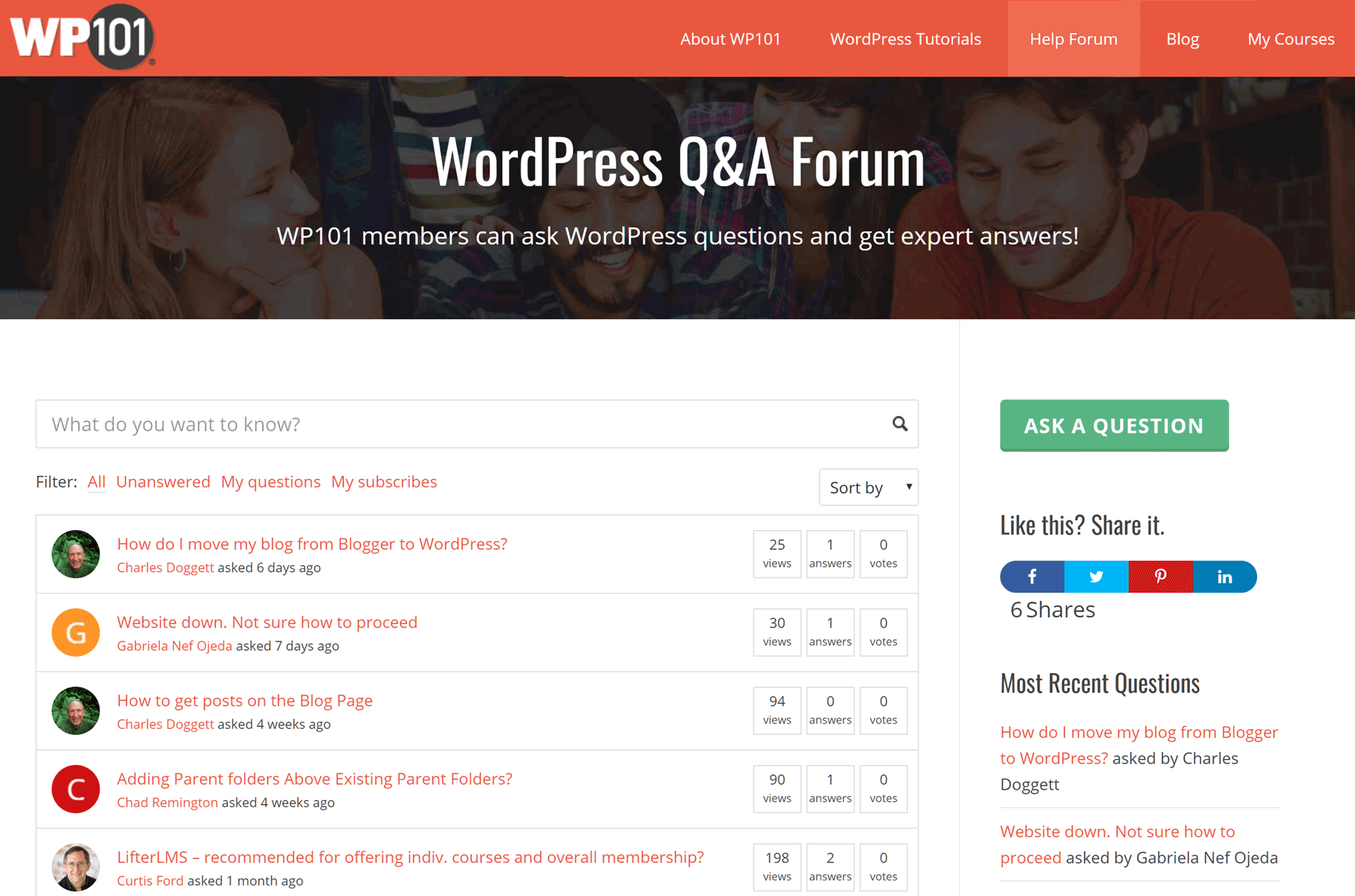 WP101 Question and Answer Forum