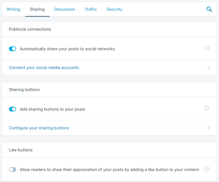 Social Sharing Settings in Jetpack