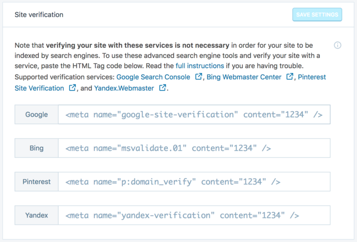 Website Verification for Search Engines Module in Jetpack