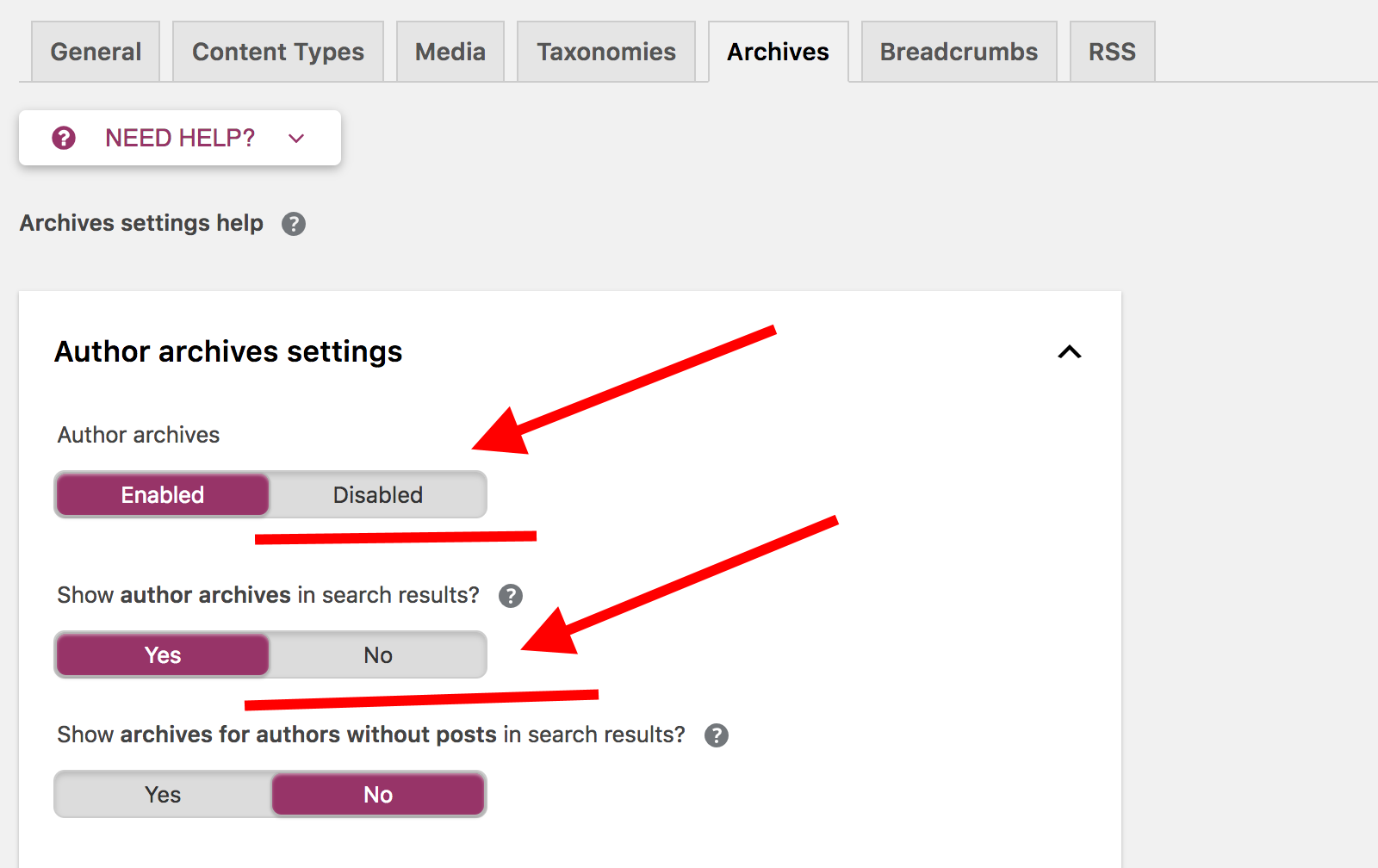 yoast disable archives