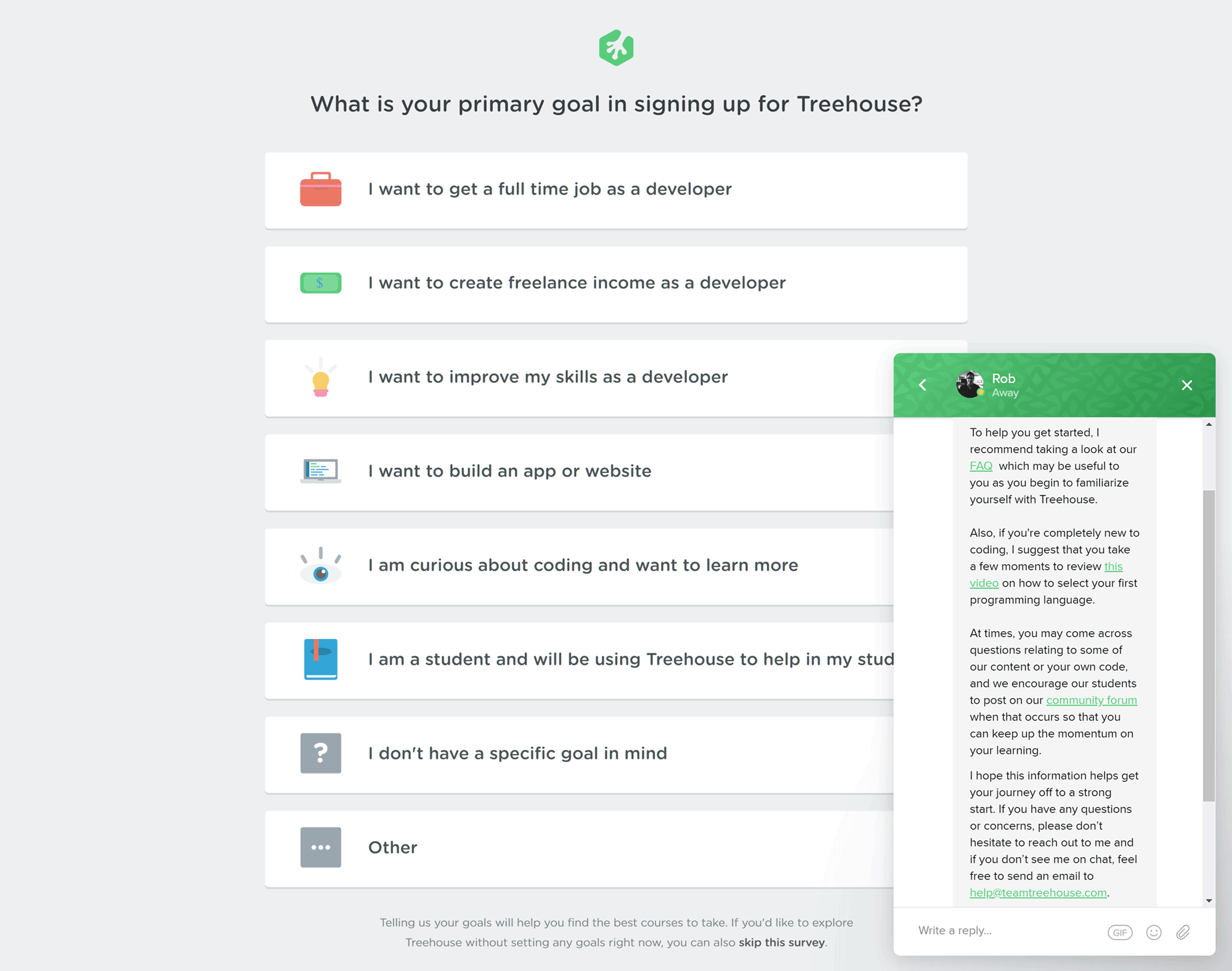 Treehouse New User Survey