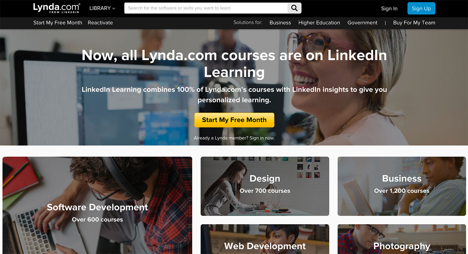 Lynda-com Homepage