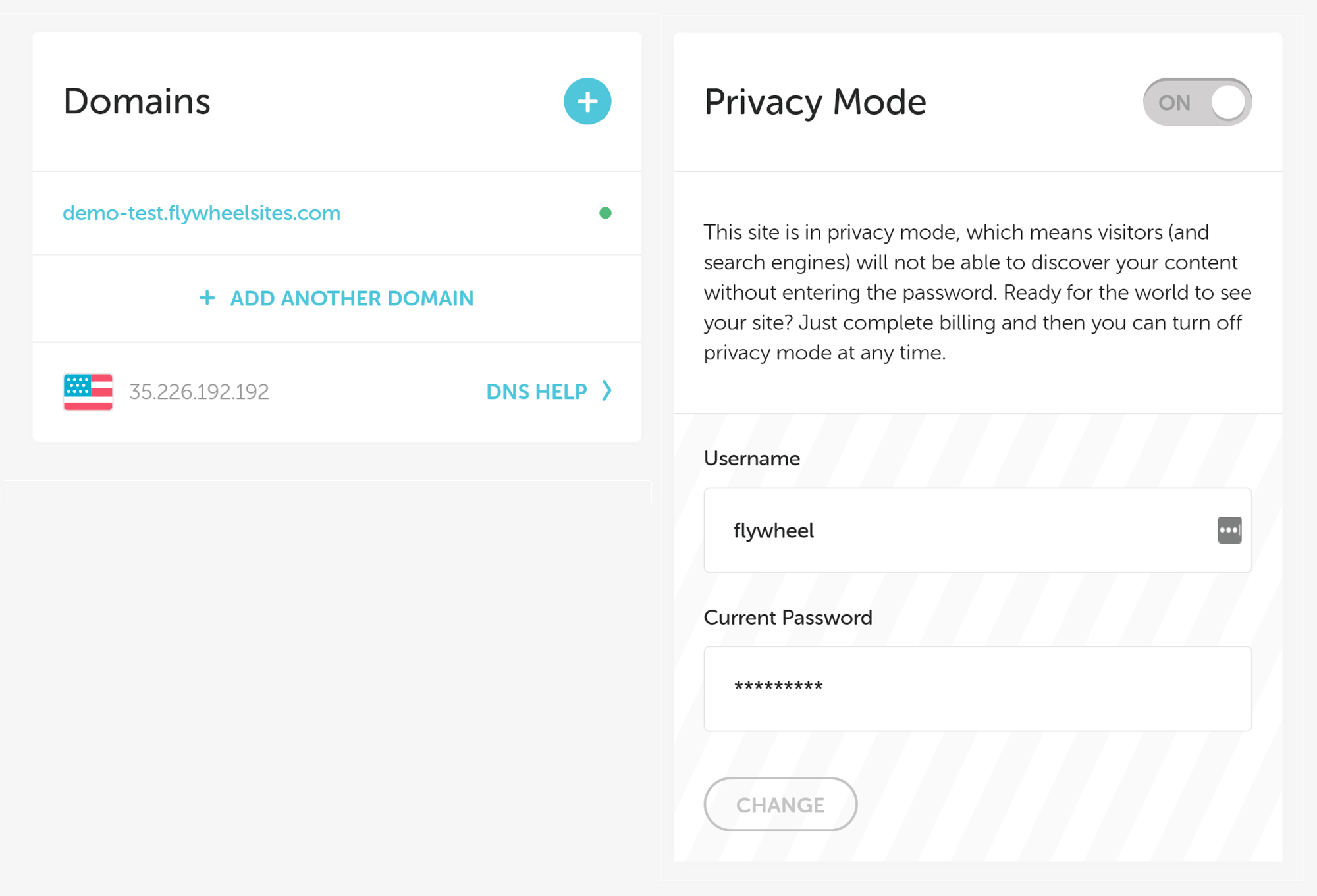Demo Website Privacy Mode