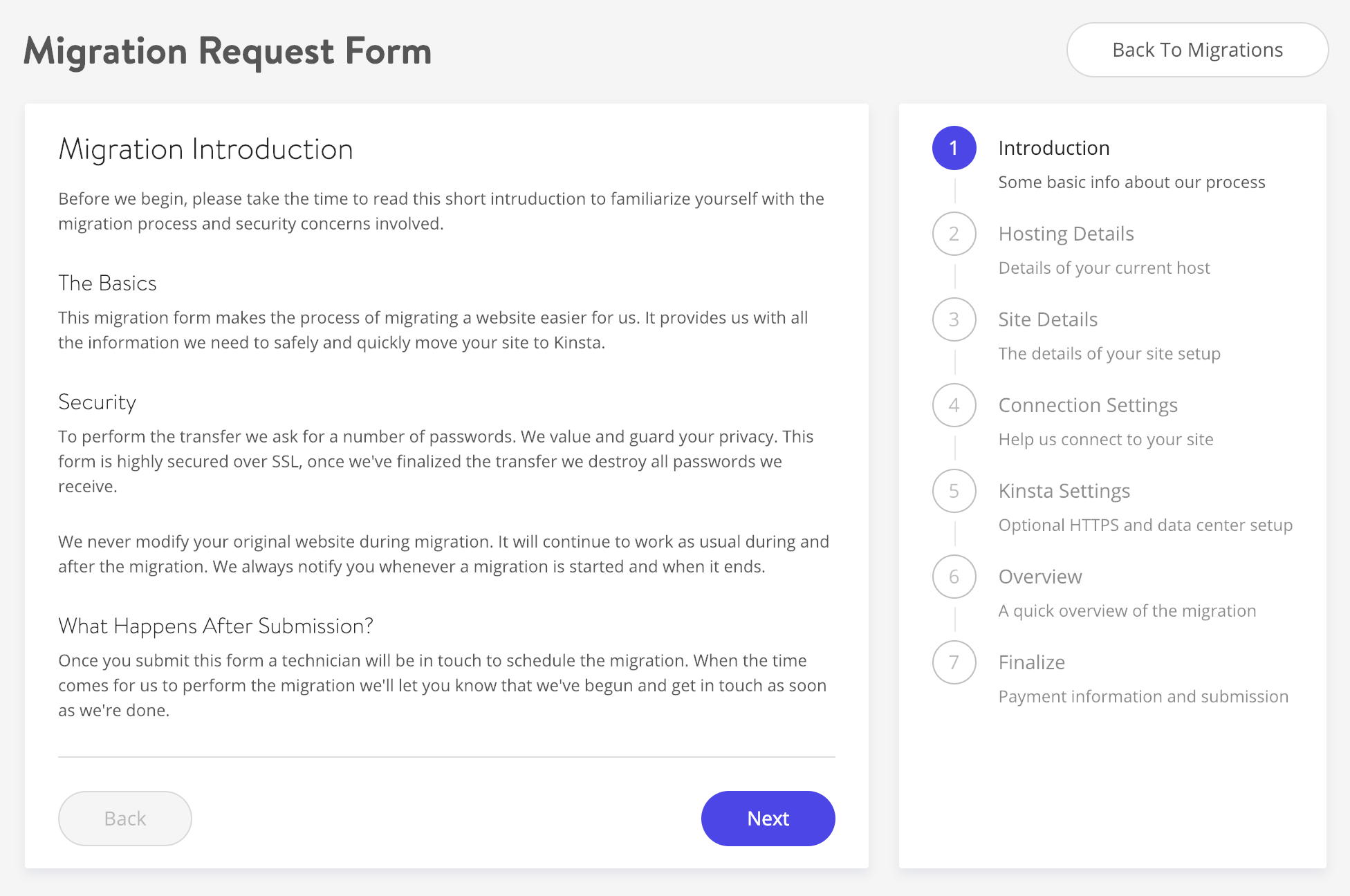 migrations Kinsta