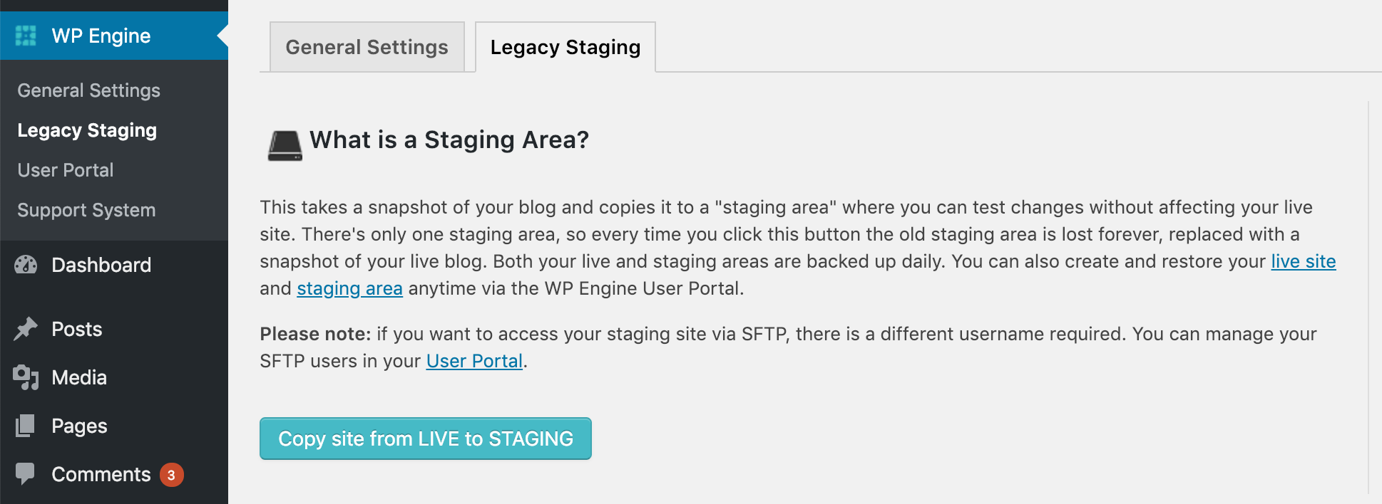 staging WP Engine